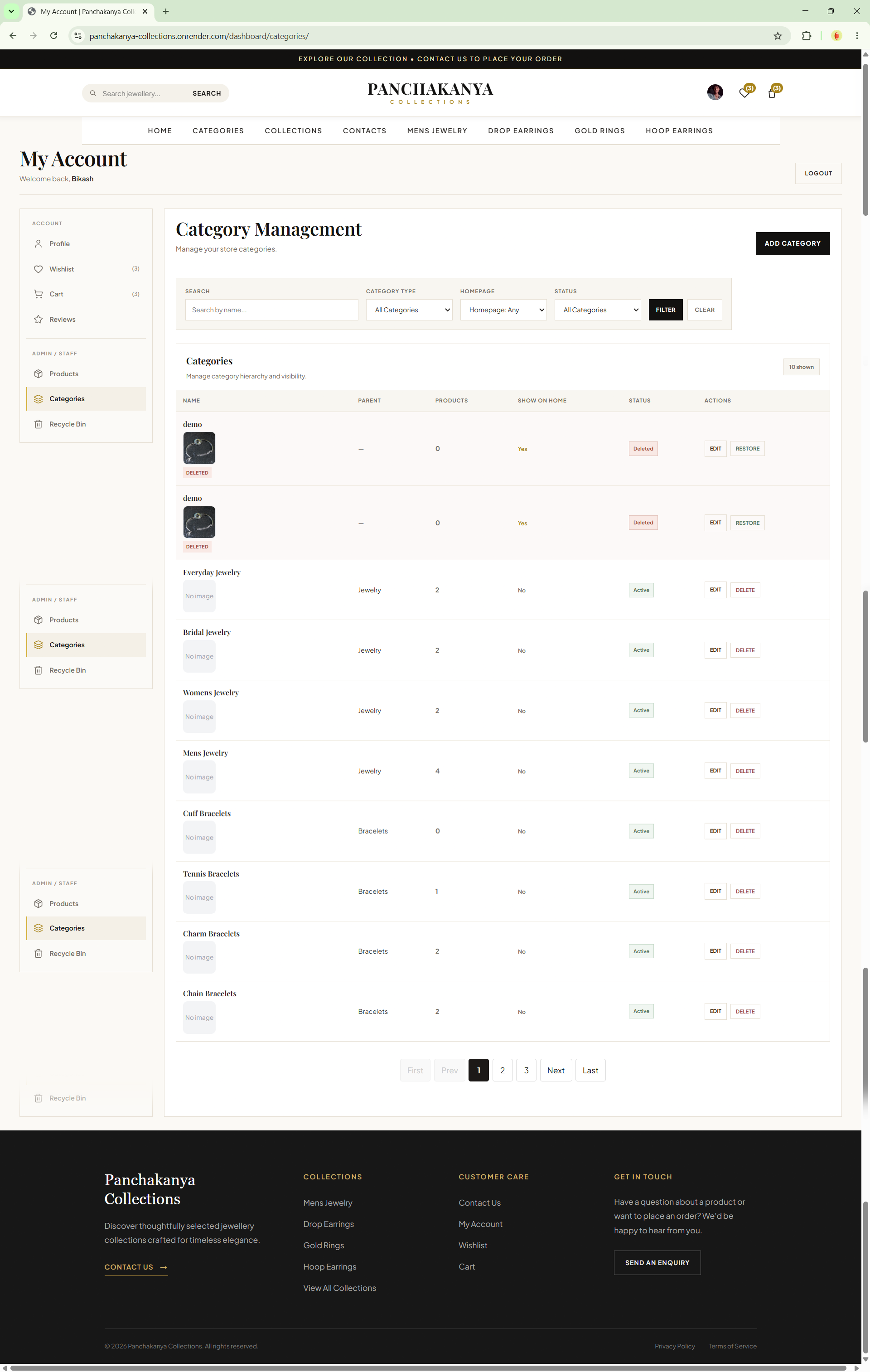 Panchakanya Collections category management
